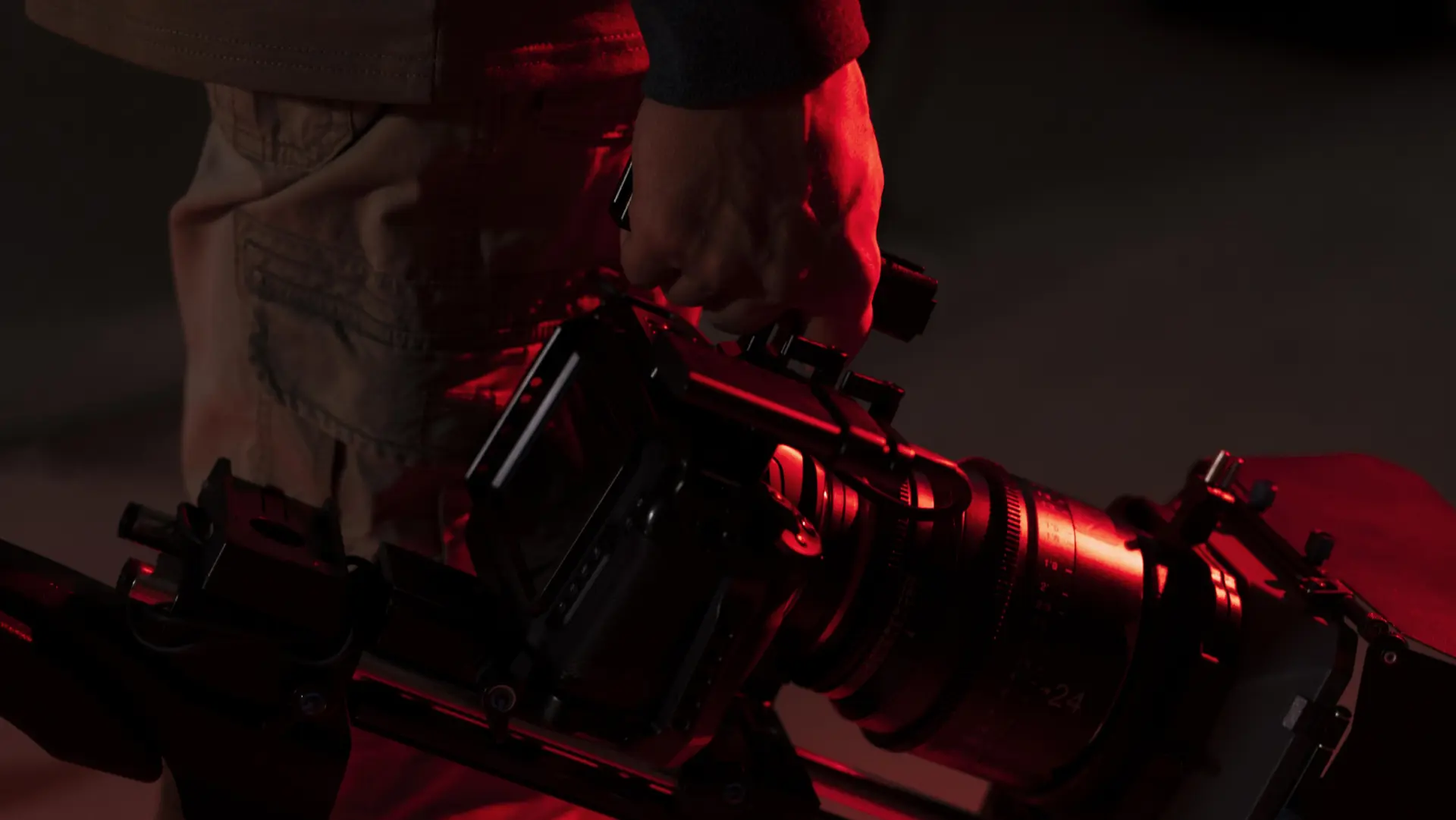 Man filming with professional camera (new movie)